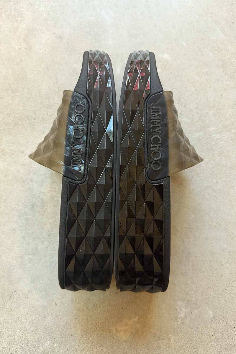 Jimmy Choo black clear diamond slide 40