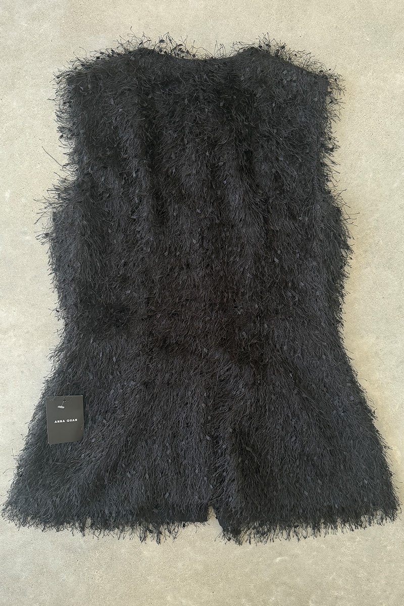 Anna Quan black feather vest 8 BNWT