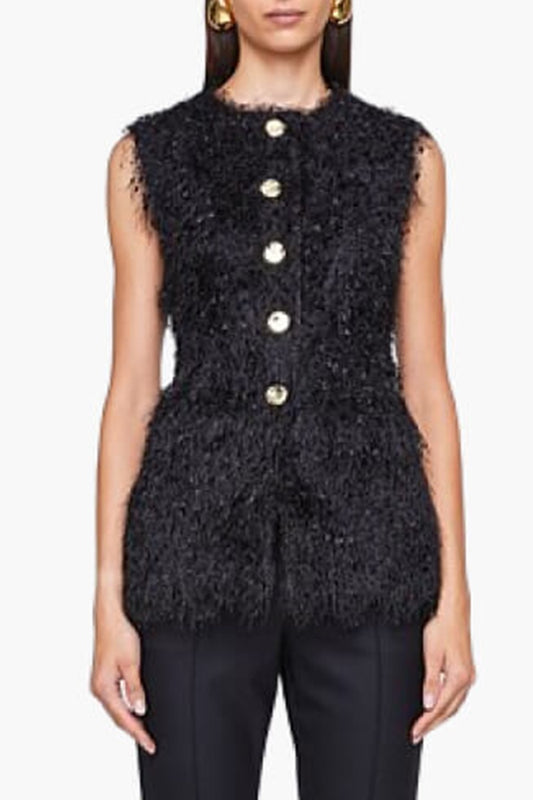 Anna Quan black feather vest 8 BNWT