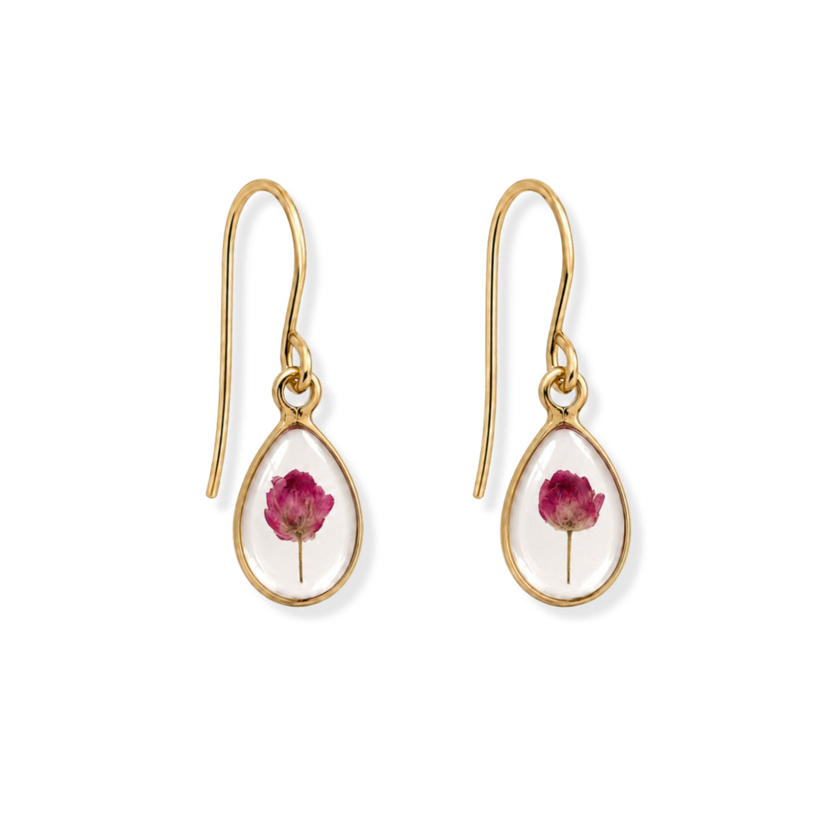 Pink Rice Flower Drop Earrings 18K Gold