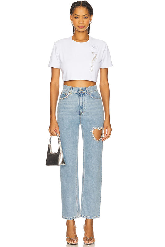 Area Crystal Heart Light Denim Jean US6 (As worn by Taylor Swift)