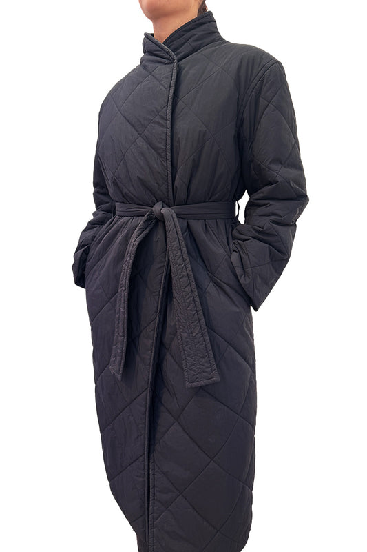 Arket Black Quilted Coat XS