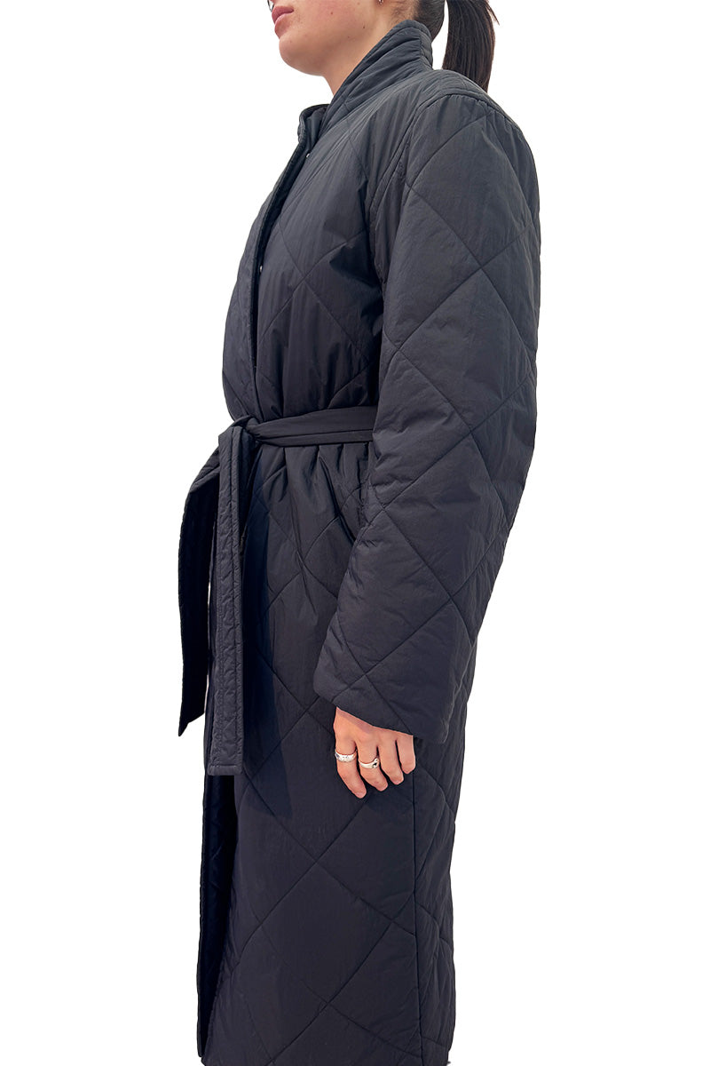 Arket Black Quilted Coat XS