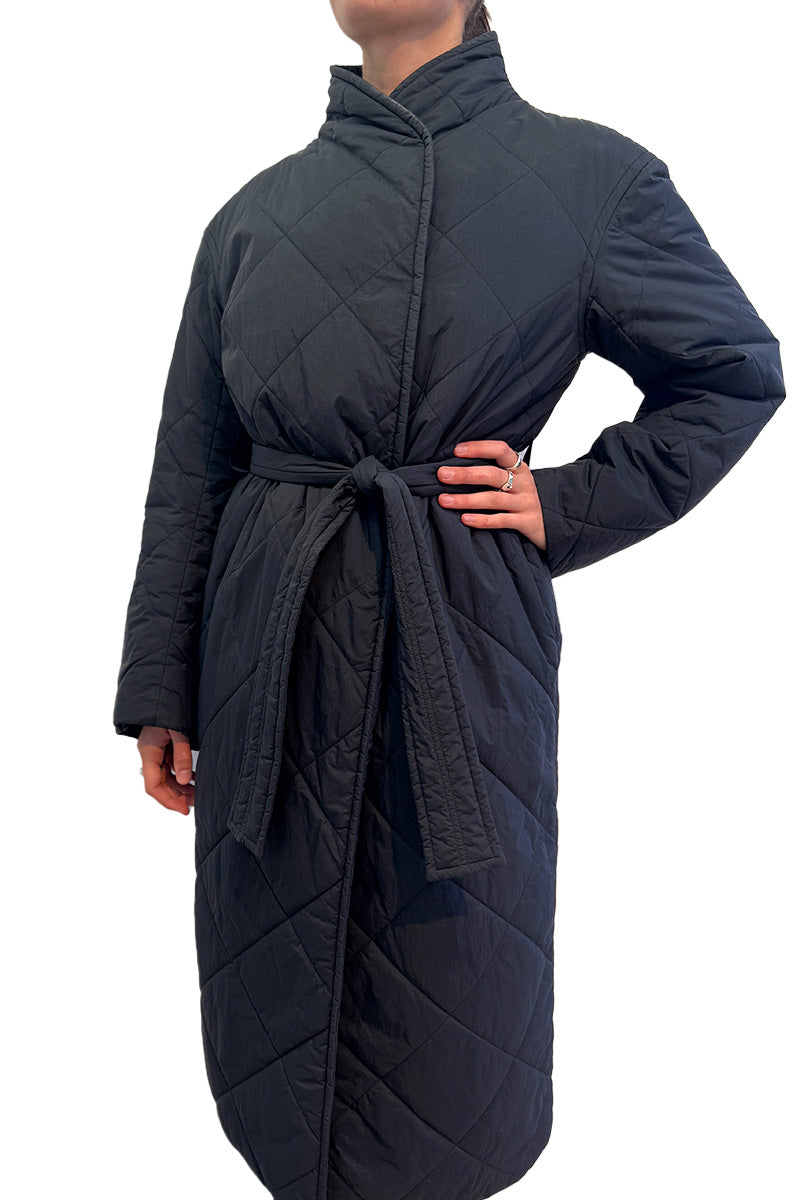 Arket Black Quilted Coat XS