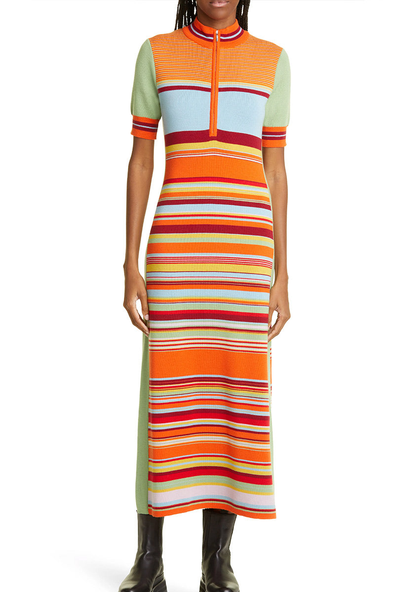 Alemais Alexandra Stripe Merino Wool Sweater Dress L