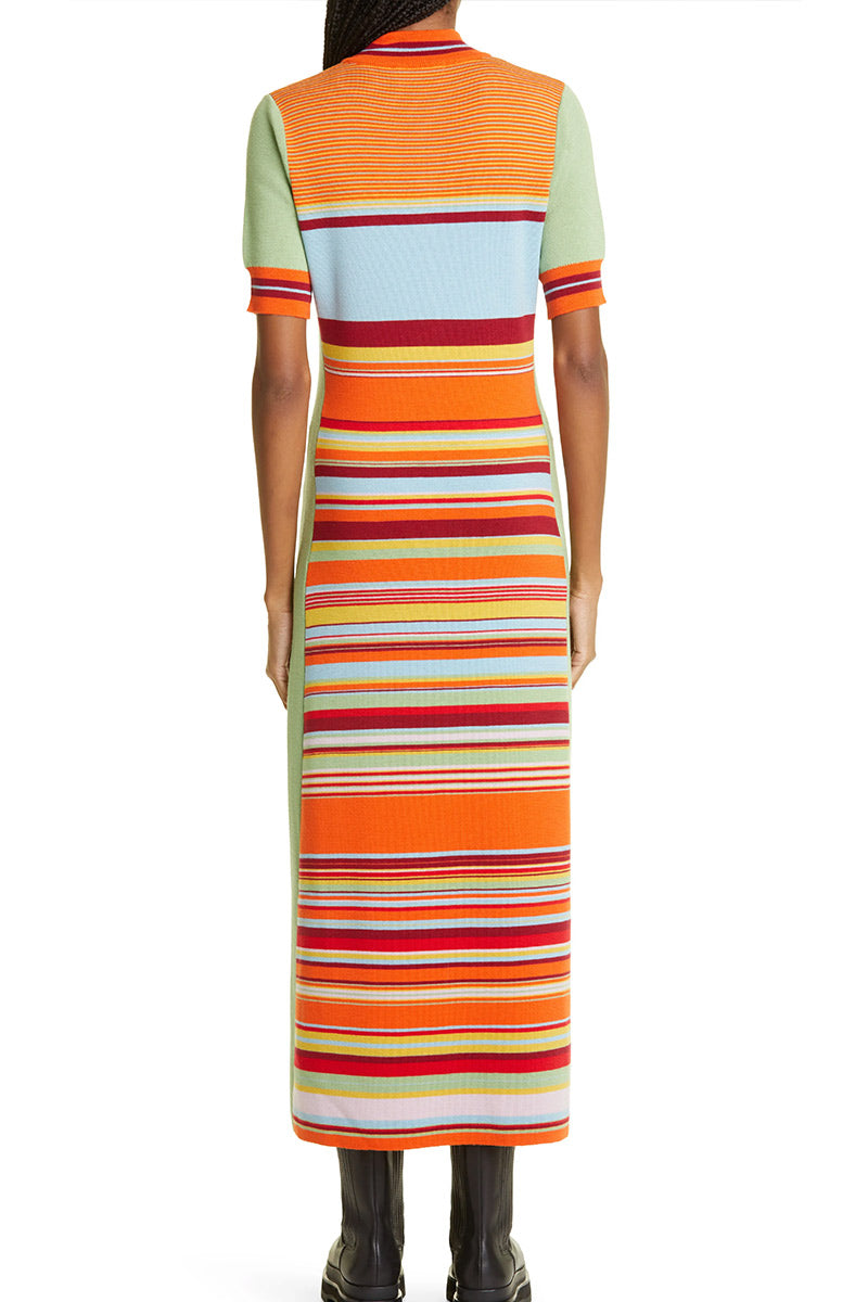 Alemais Alexandra Stripe Merino Wool Sweater Dress L