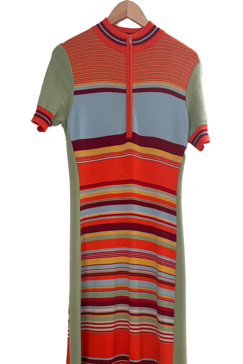 Alemais Alexandra Stripe Merino Wool Sweater Dress L