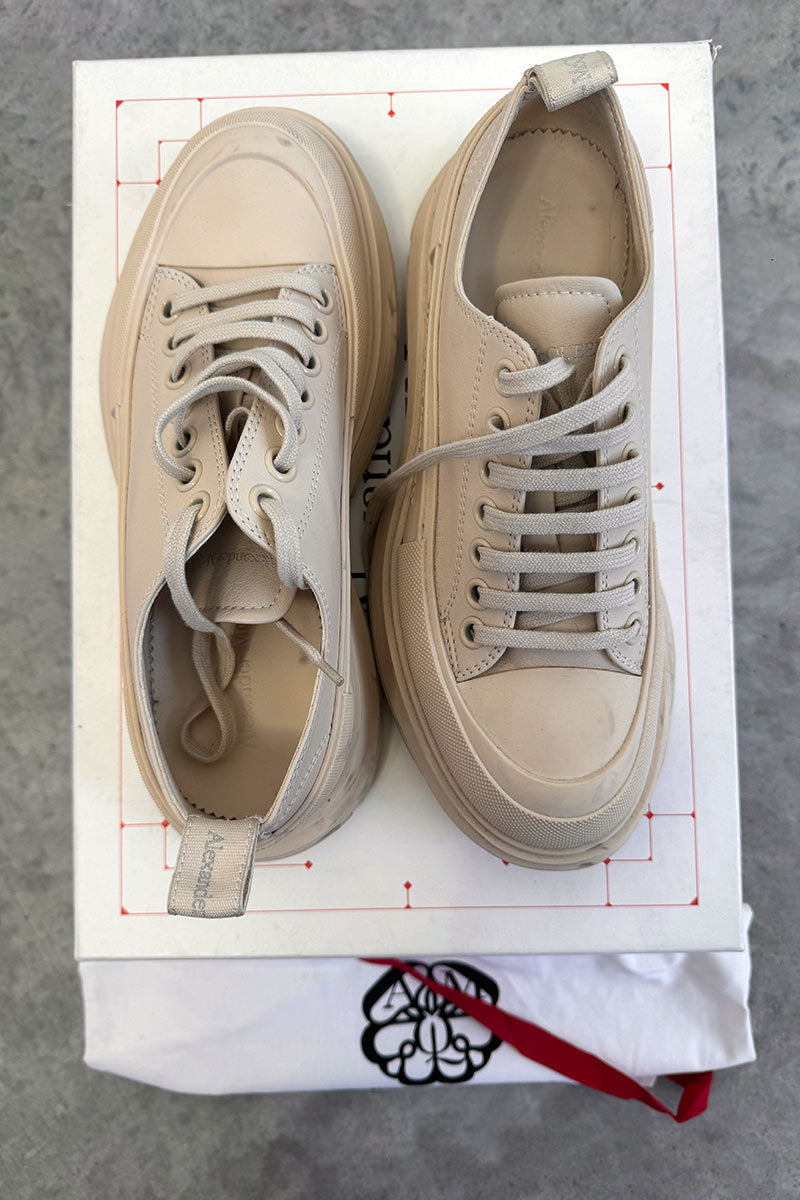 Alexander McQueen beige soft leather sneaker 39