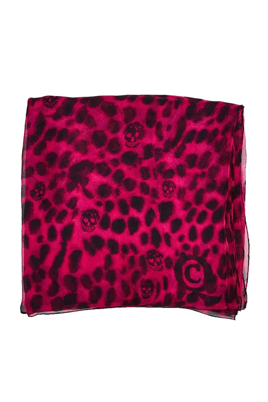 Alexnder McQueen Animal print Pink/Black Cashmere Silk Scarf