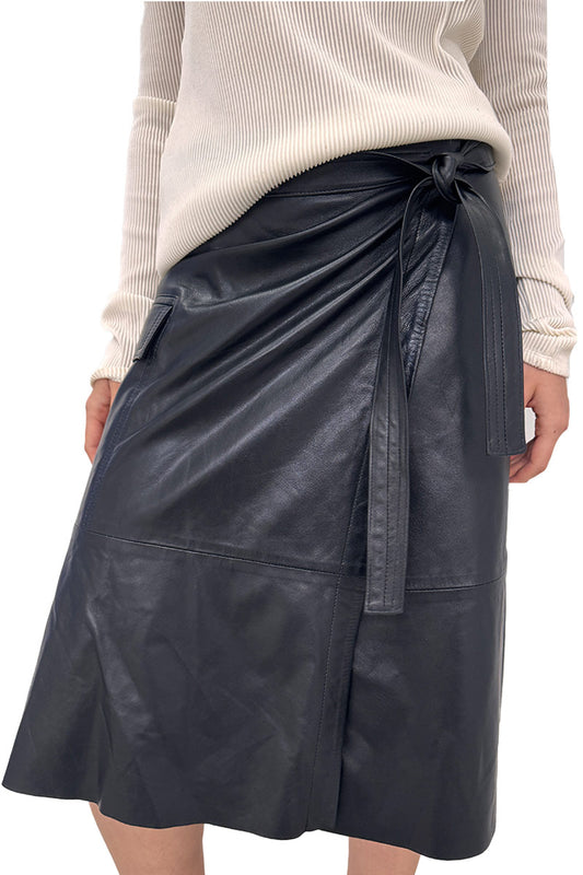 Bassike Black leather skirt 2 (RRP $1695)