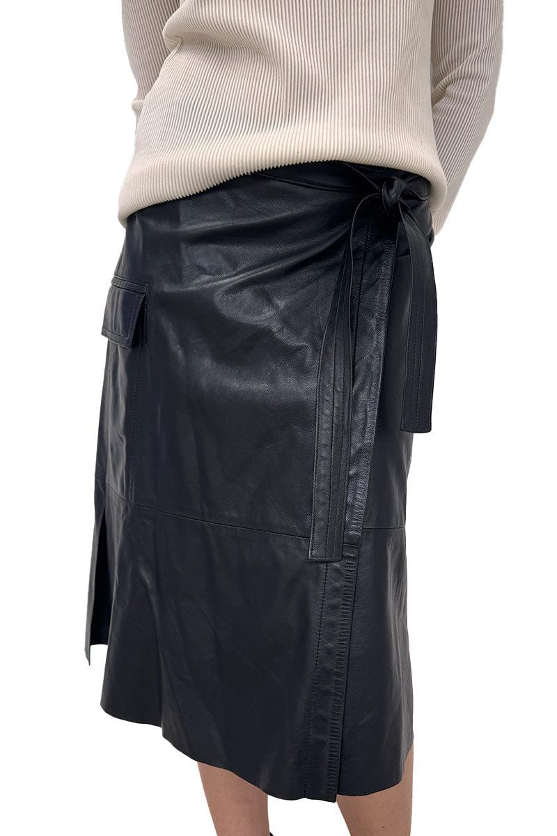 Bassike Black leather skirt 2 (RRP $1695)