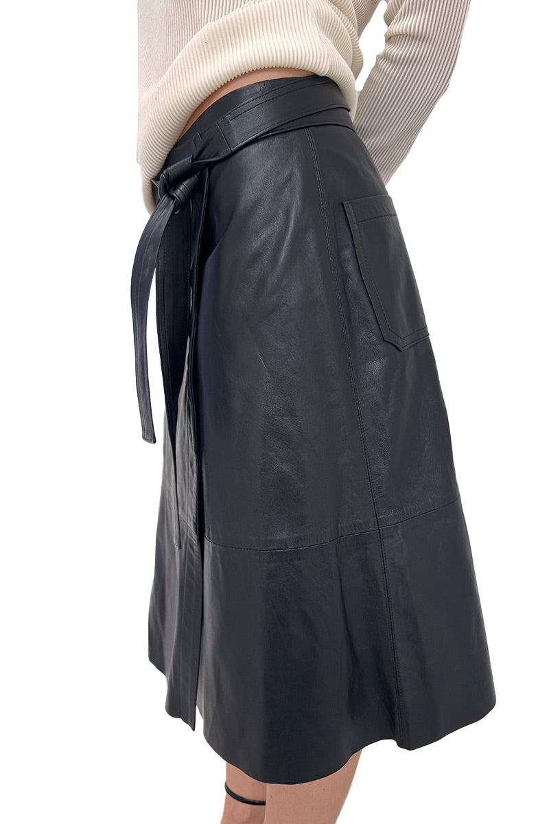 Bassike Black leather skirt 2 (RRP $1695)