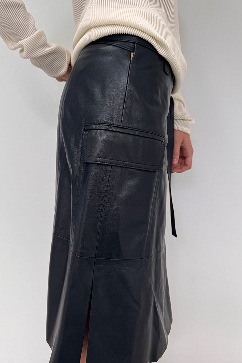 Bassike Black leather skirt 2 (RRP $1695)