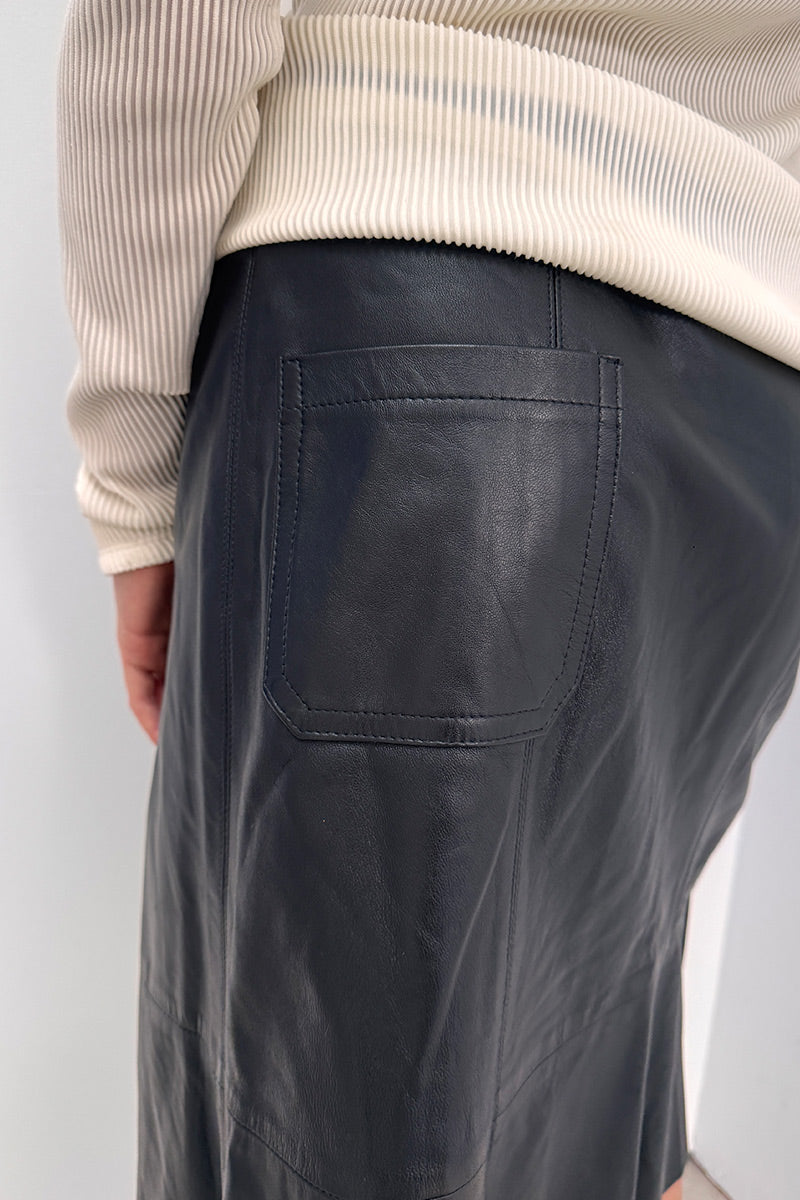 Bassike Black leather skirt 2 (RRP $1695)