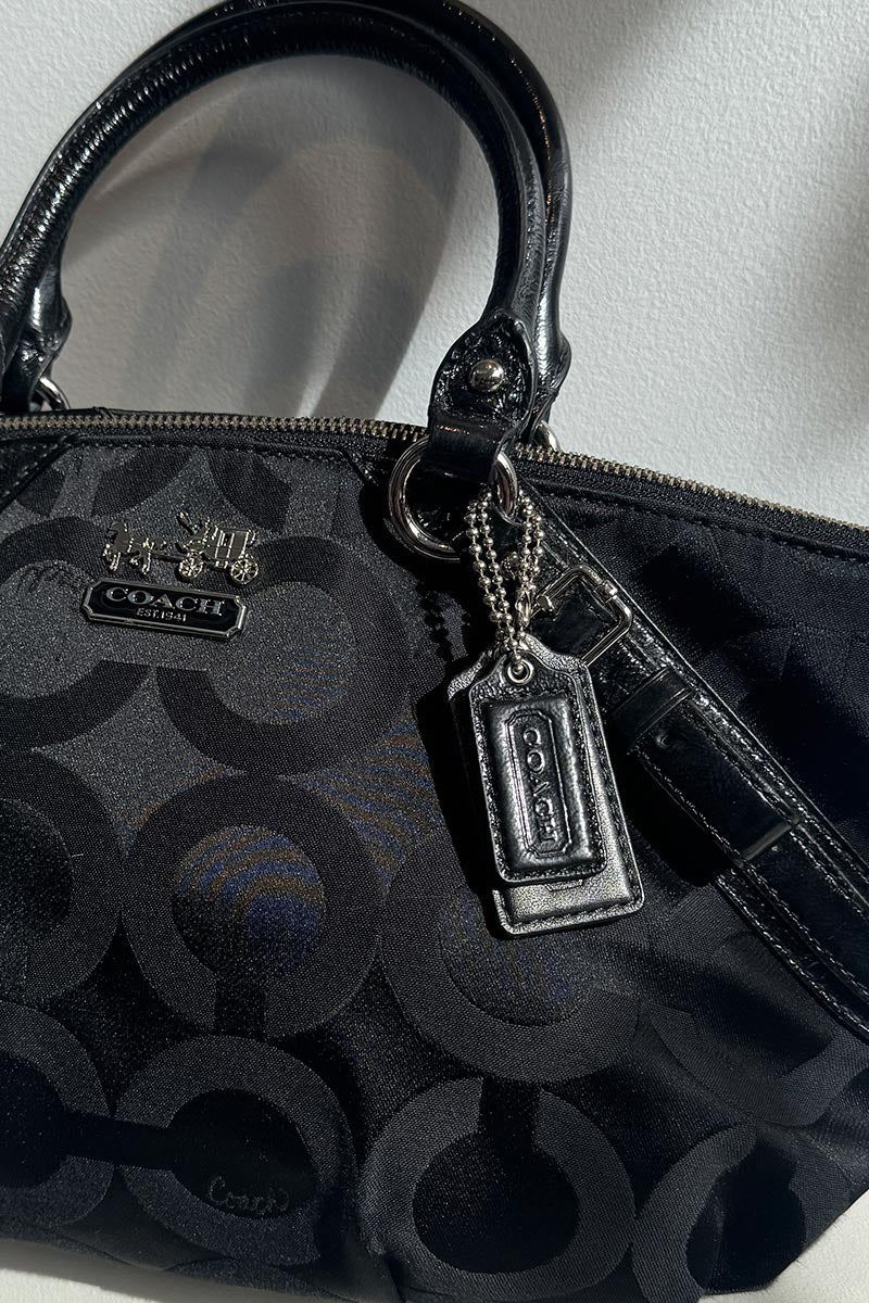Coach Black signature canvas and Patent leather Sophia Satchel