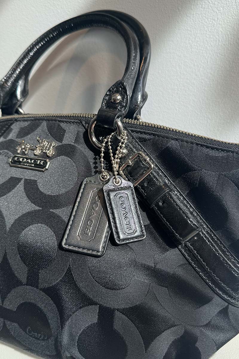 Coach Black signature canvas and Patent leather Sophia Satchel