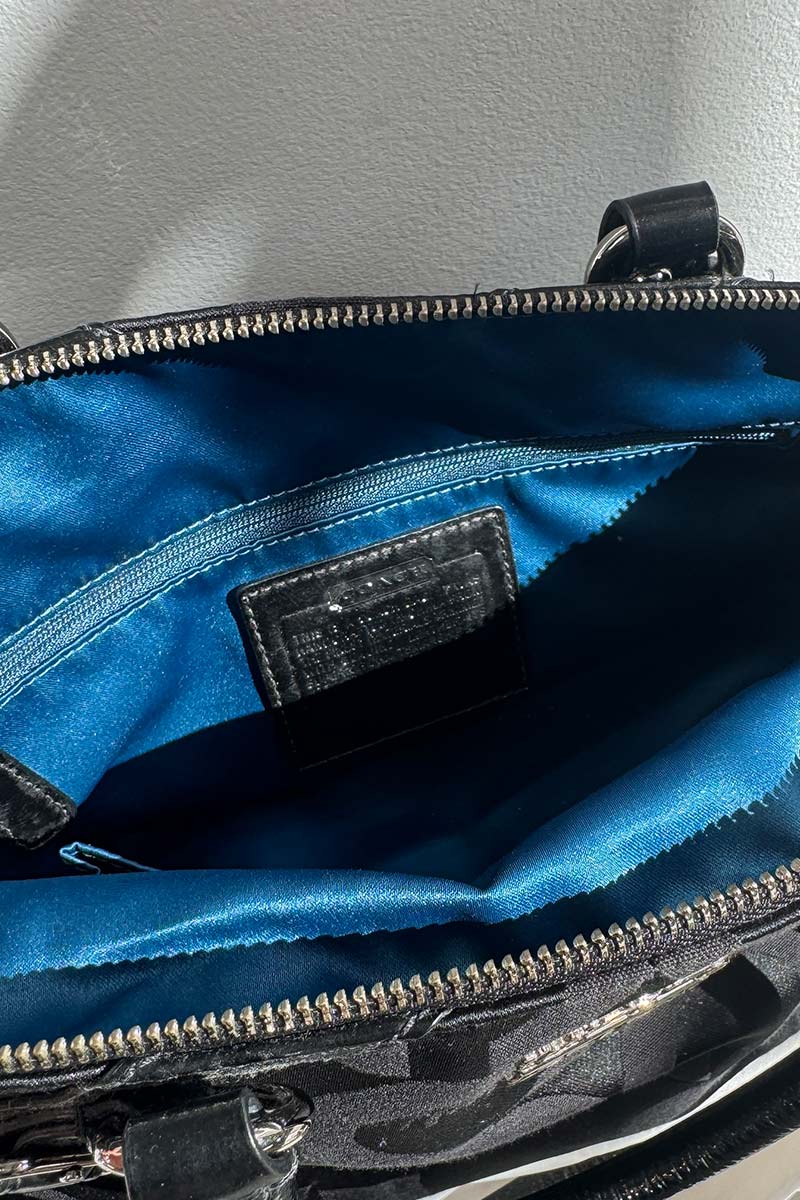 Coach Black signature canvas and Patent leather Sophia Satchel