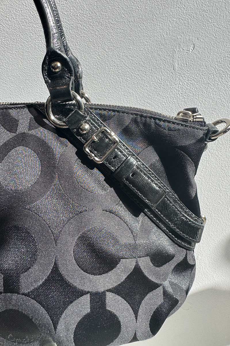 Coach Black signature canvas and Patent leather Sophia Satchel