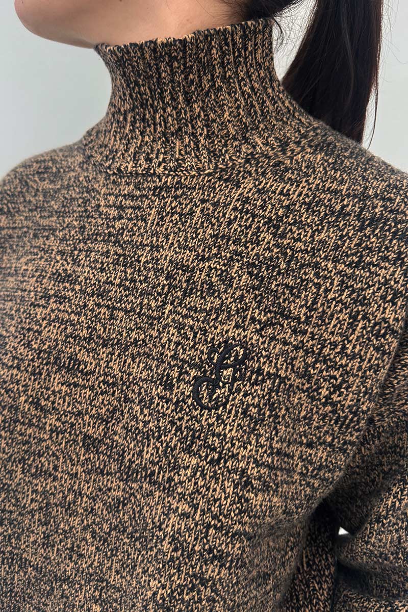 Ganni Merino Wool Cashmere Brown Knit jumper S/M