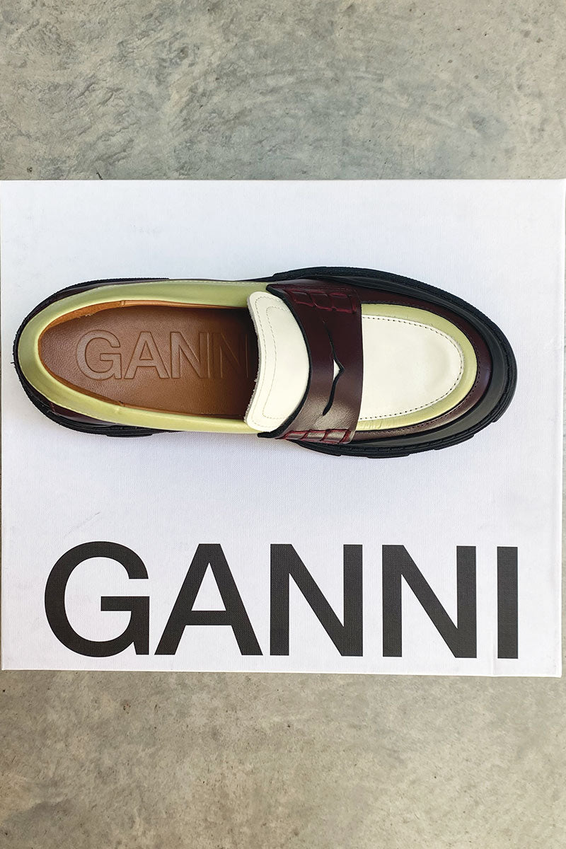 Ganni Calf leather loafer- Multi 36