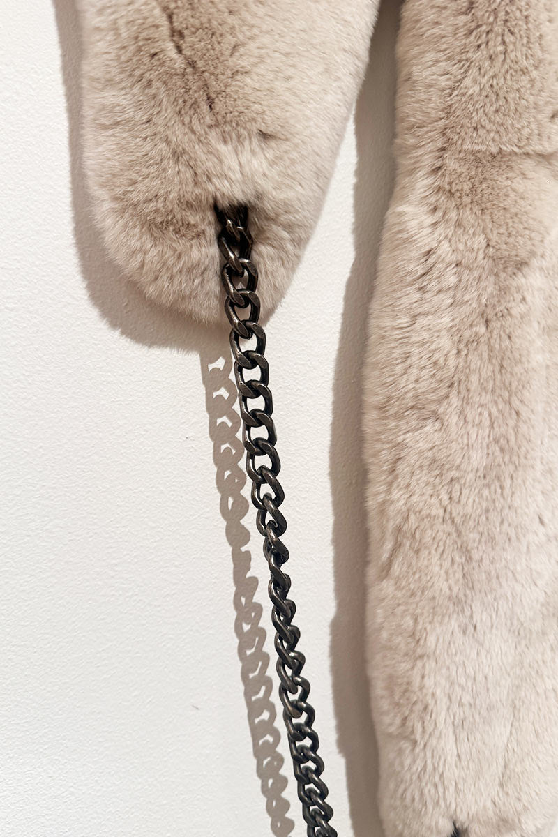 H-Brand dyed rabbit fur Scarf and Chain