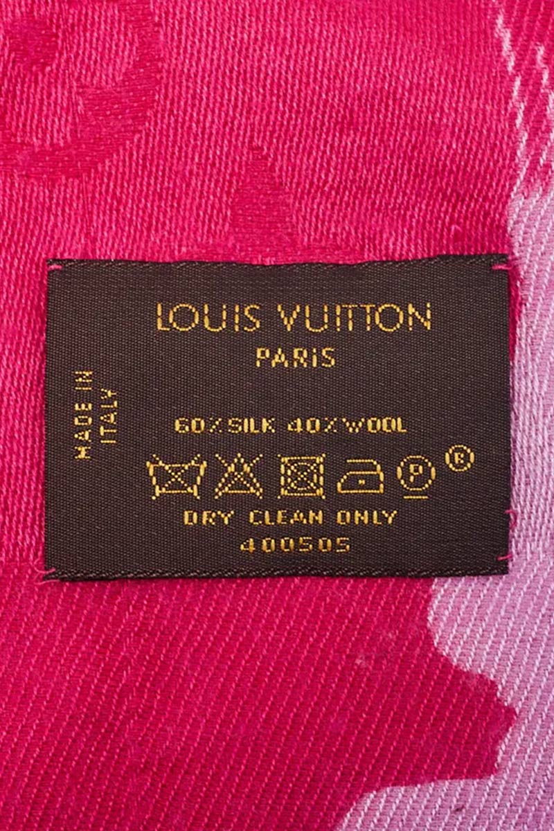 Louis Vuitton Pink/Purple Monogram Silk/Wool Shawl Scarf with Box