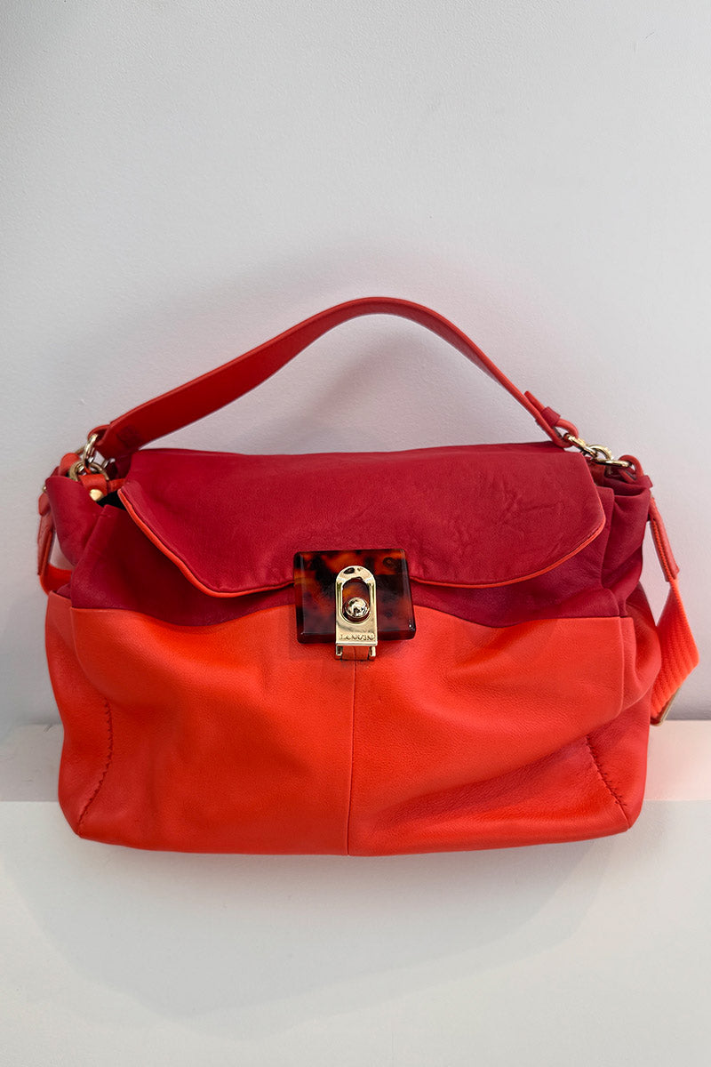 Lanvin Orange Red Leather Shoulder Bag