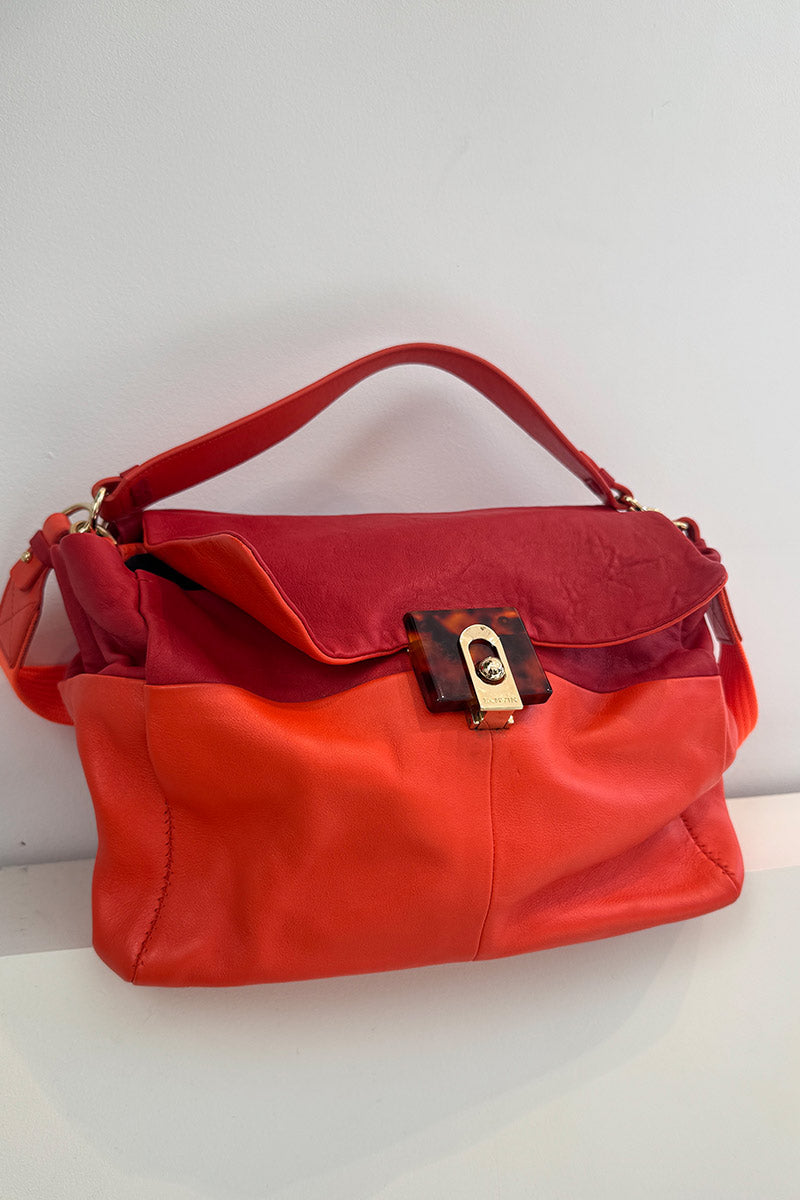 Lanvin Orange Red Leather Shoulder Bag