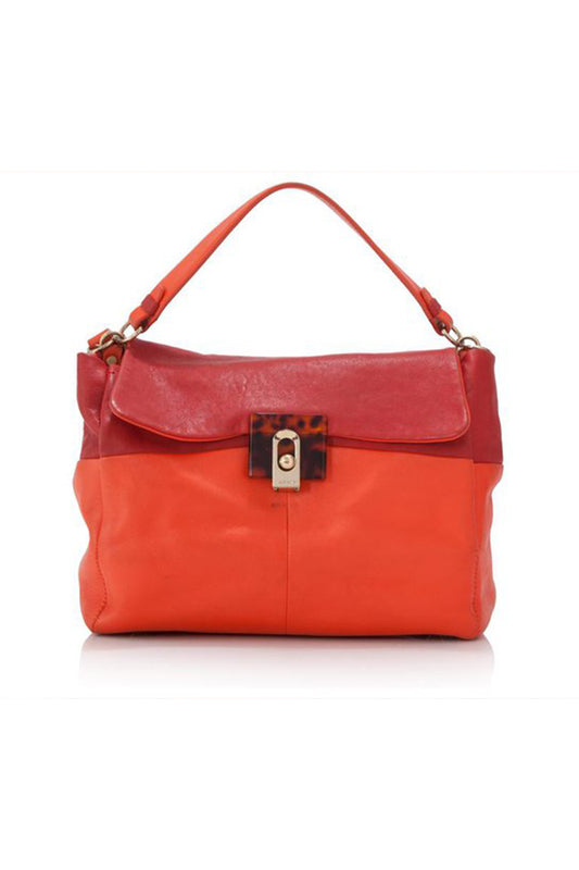 Lanvin Orange Red Leather Shoulder Bag