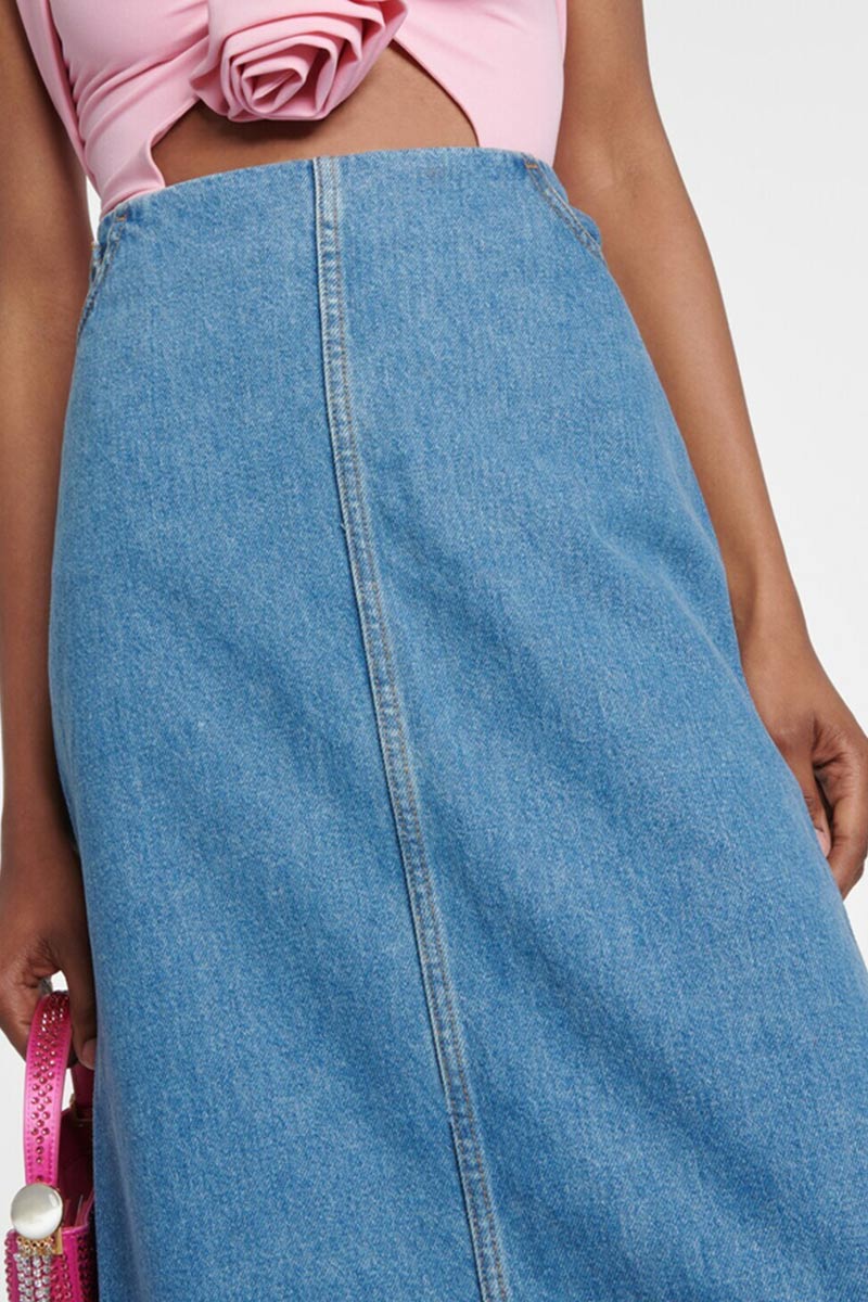 Magda Butrym draped denim maxi Skirt 26