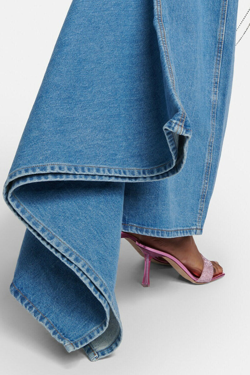Magda Butrym draped denim maxi Skirt 26