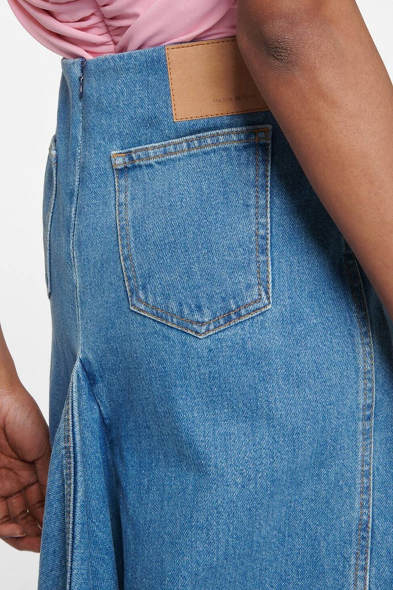 Magda Butrym draped denim maxi Skirt 26