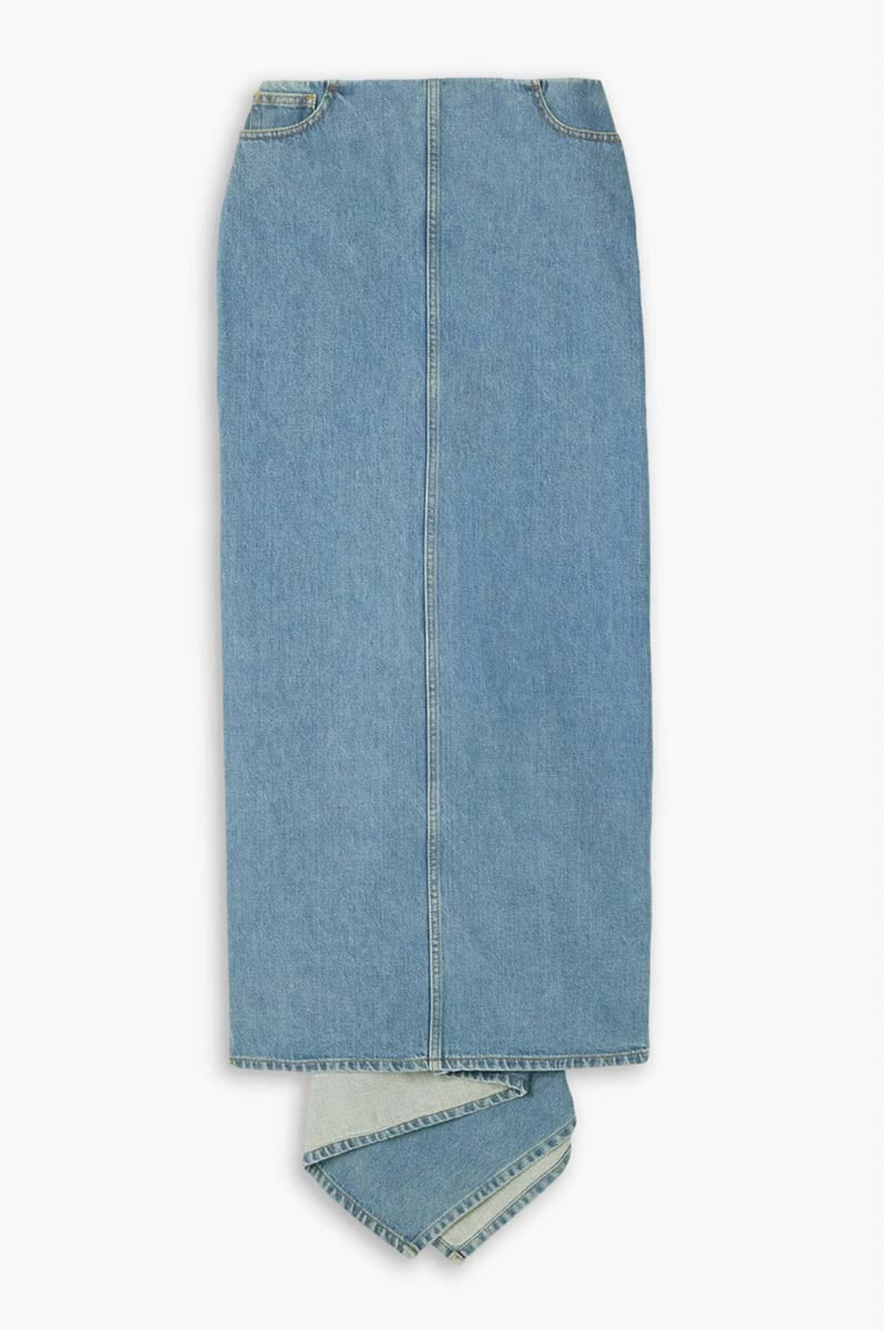 Magda Butrym draped denim maxi Skirt 26