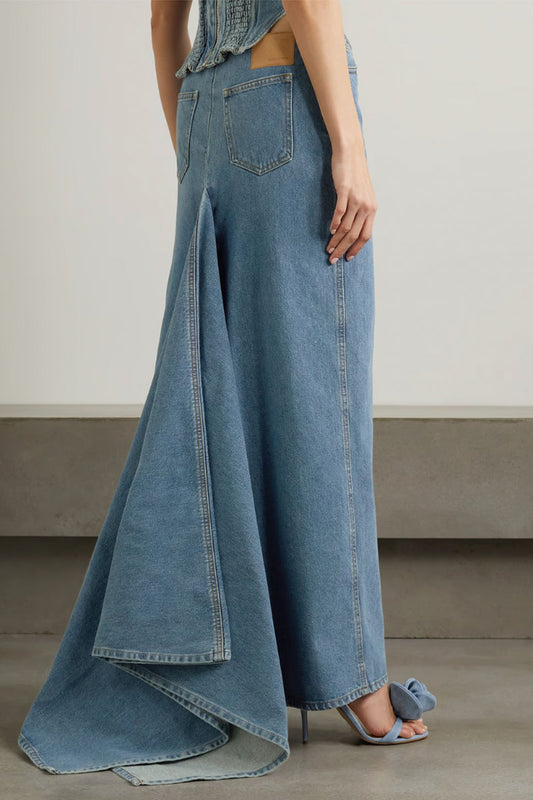 Magda Butrym draped denim maxi Skirt 26