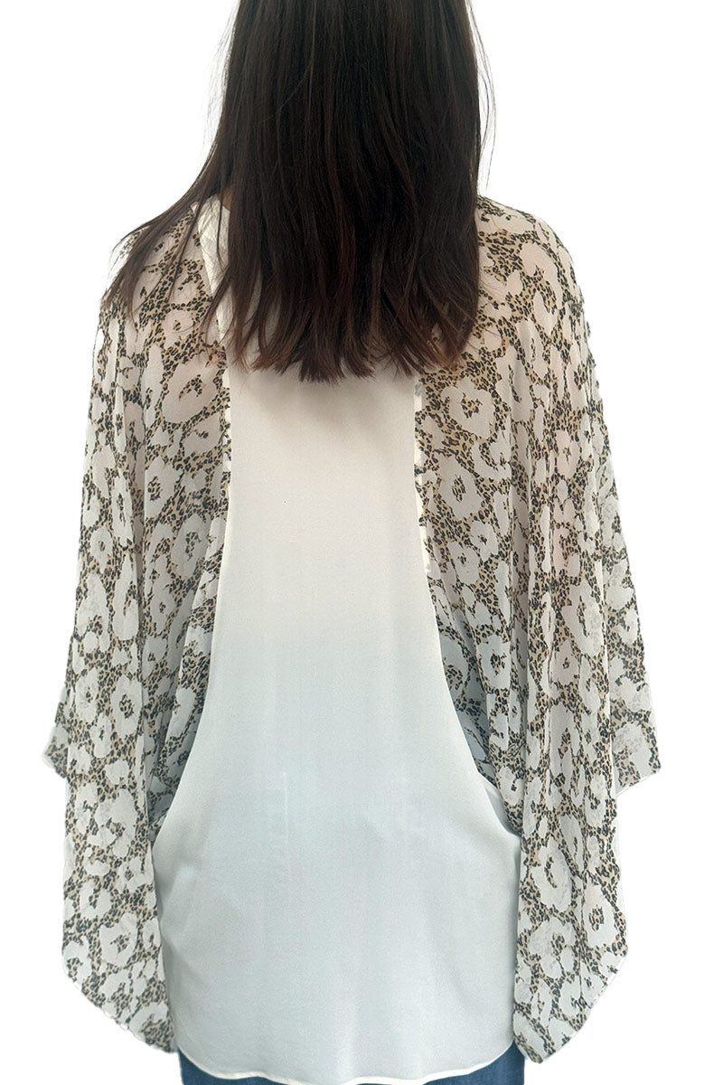 Roberto Cavalli white leopard sheer Silk top L