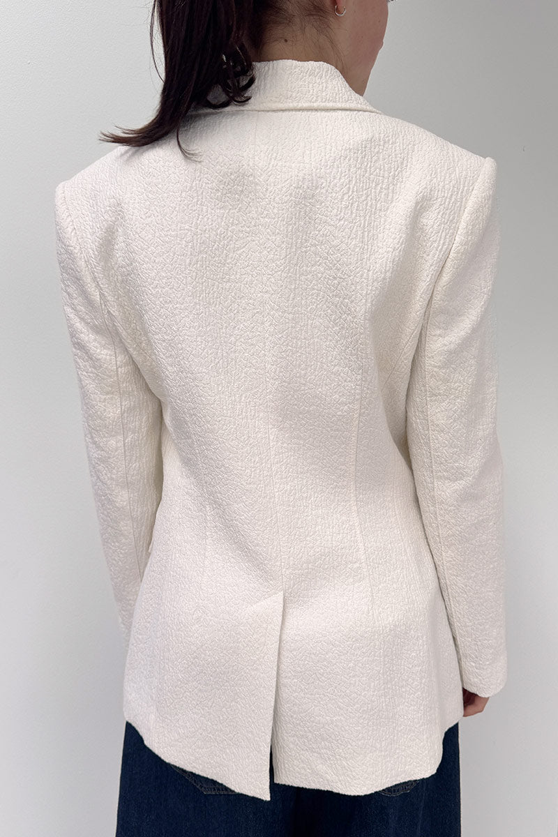 Veronika Maine white cotton textured blazer 12