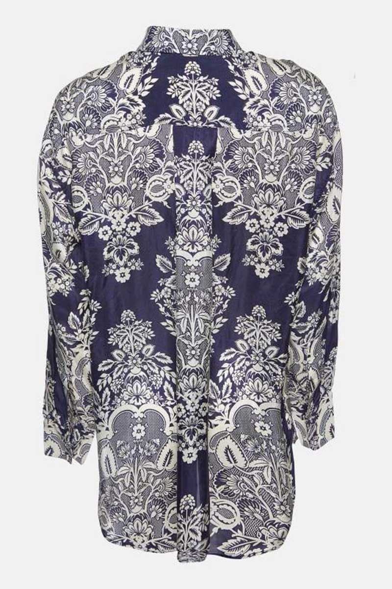 Zimmermann Pattie Relaxed Navy Silk Shirt and Draw Waist Pants 1