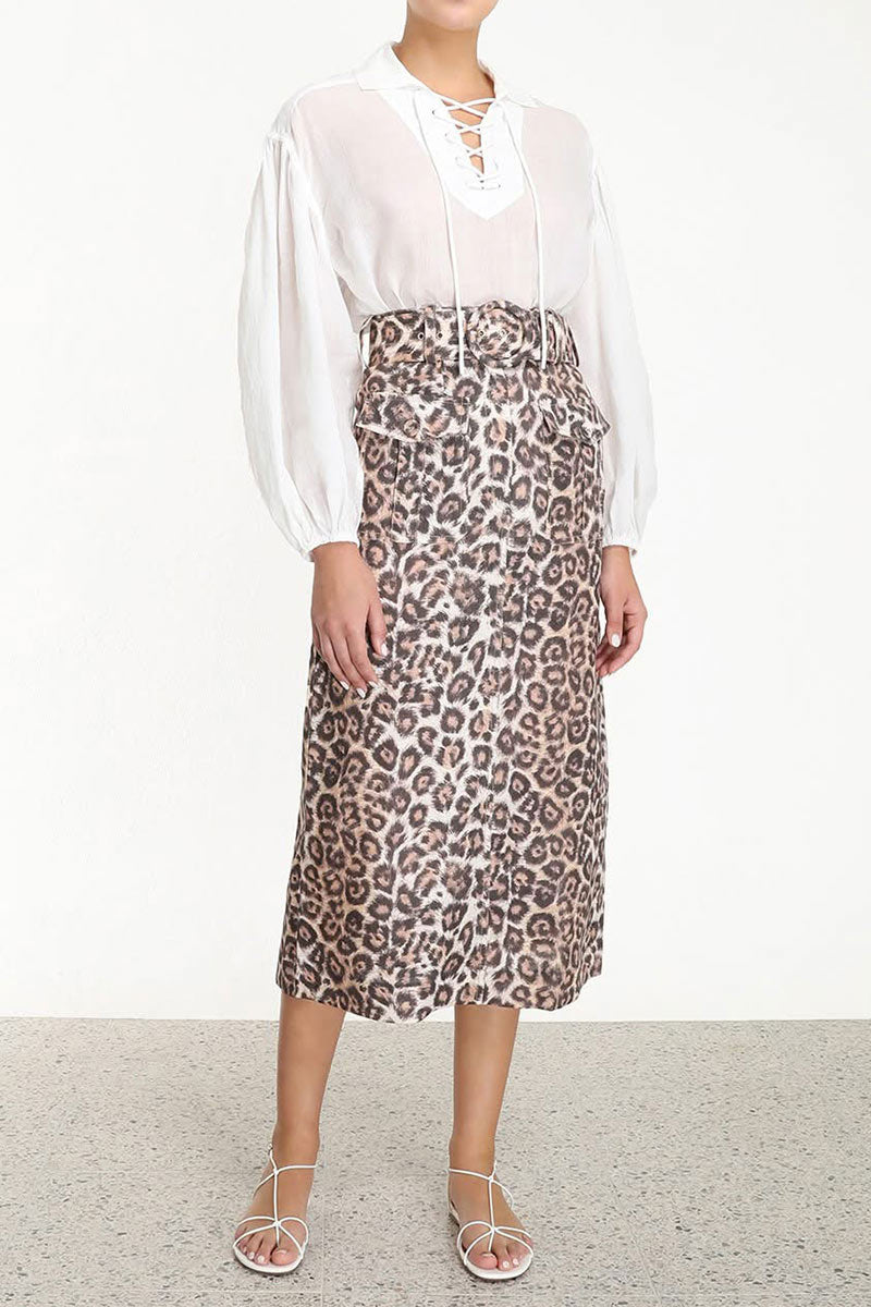 Zimmermann linen Bonita Safari Leopard print Skirt 2