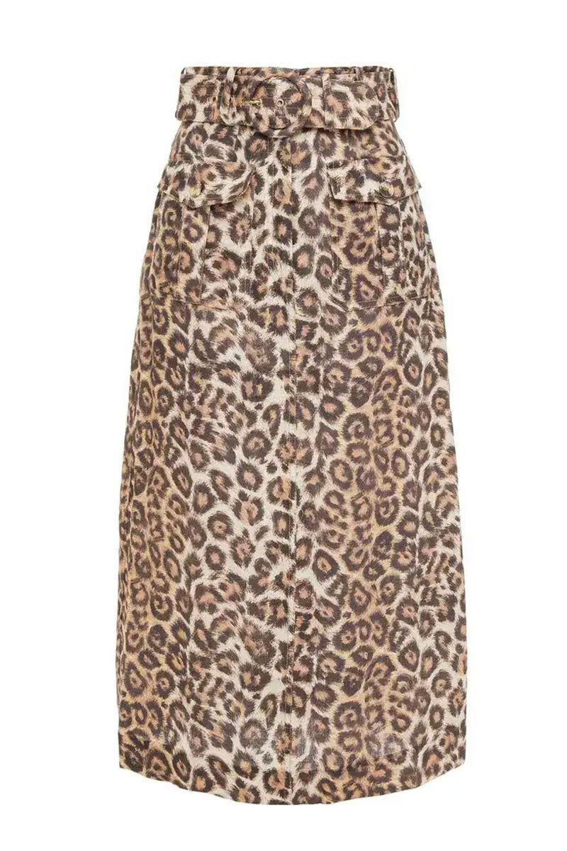 Zimmermann linen Bonita Safari Leopard print Skirt 2