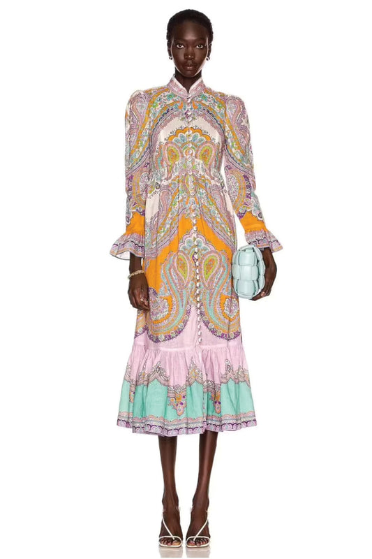 Zimmermann Lola Paisley Midi Dress 0